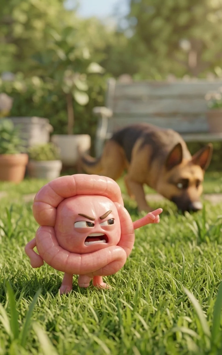 3D animirana maskota v vrtu, primer animiranega oglasa, RedFrames Studio