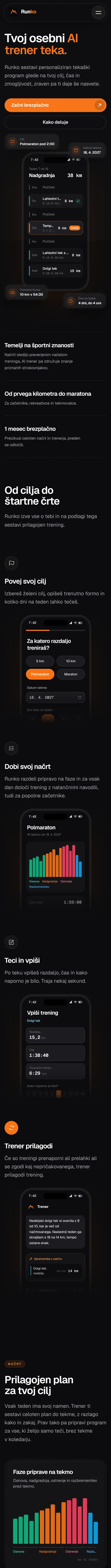 Spletna stran Runko na telefonu