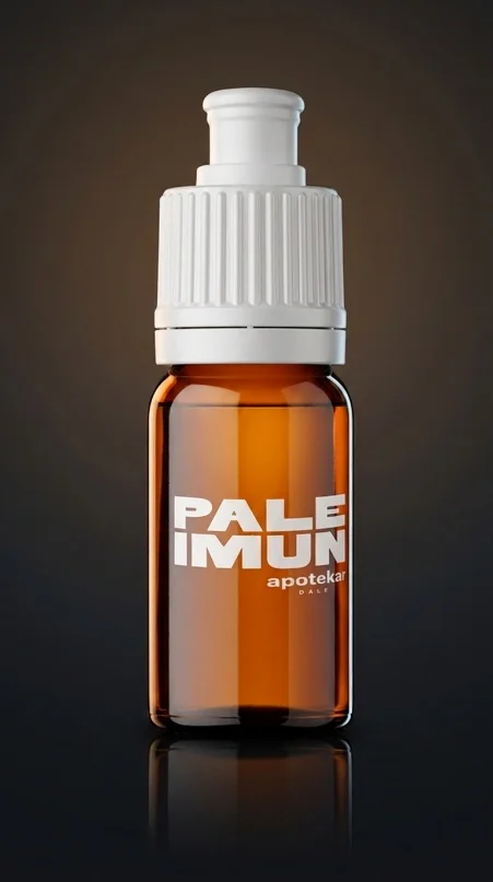 AI product shoot za Pale Imun, steklenička na temnem ozadju